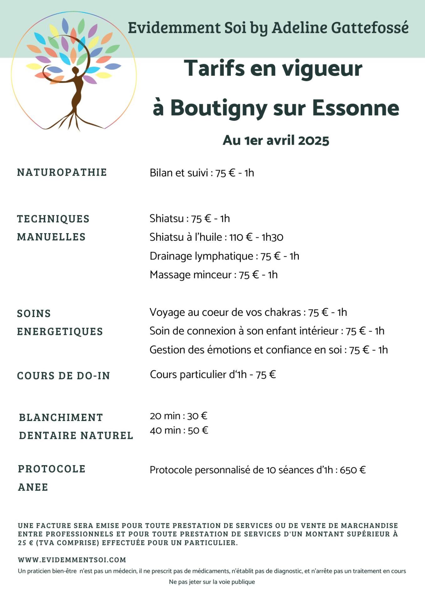 Tarifs 25 boutigny
