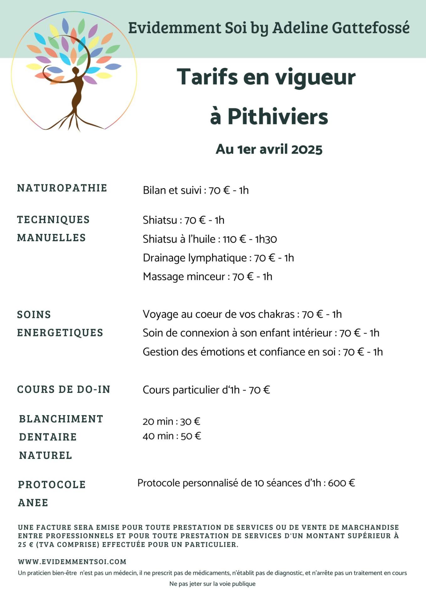 Tarifs 25 pithiviers